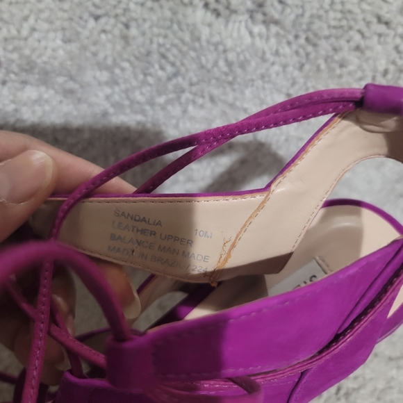 Steve Madden Sandalia Purple Nubuck Leather Lace-Up Heels - Picture 6 of 8